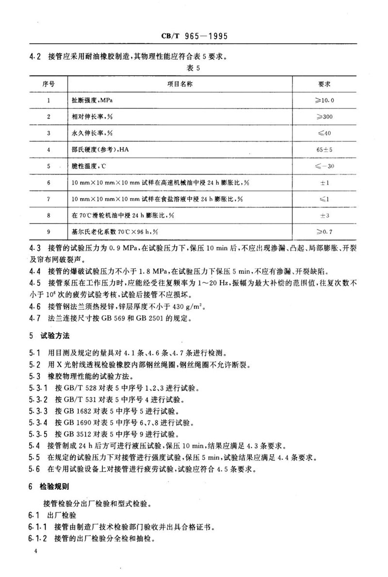 【行业标准】橡胶补偿接管CB/T 965-1995船舶标准