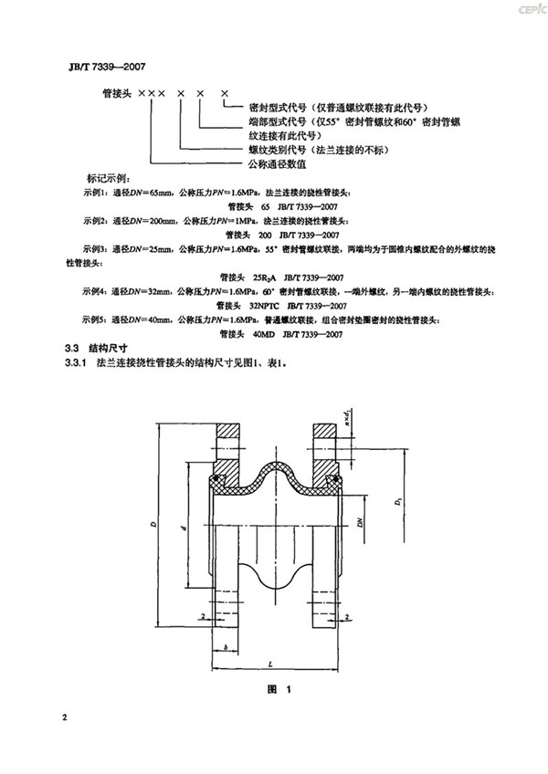 JBT 7339-2007 Flexible Pipe Joint (Rubber Soft Joint) - images